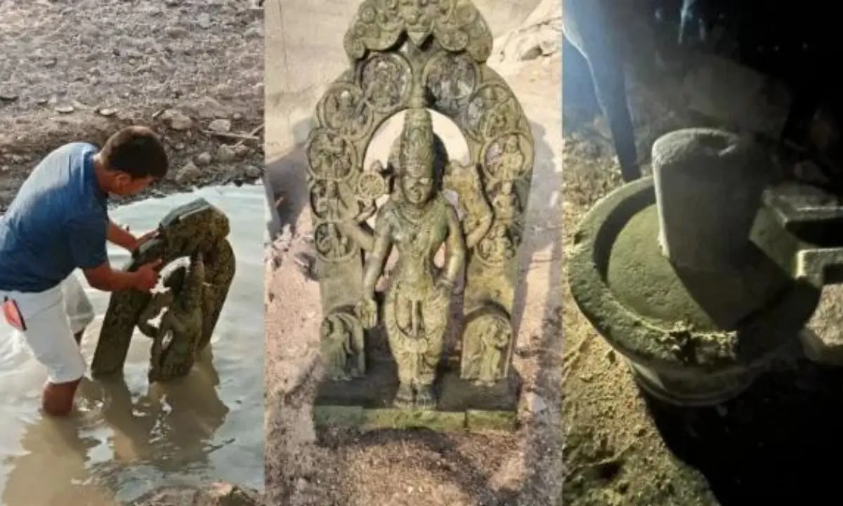 कृष्णा नदी में भगवान विष्णु की हजार साल पुरानी मूर्ति मिली