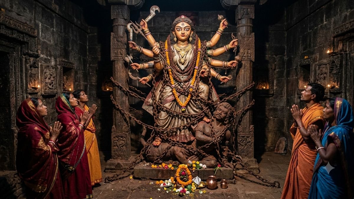 bankura-mejia-pal-bari-durga-puja-iron-chains