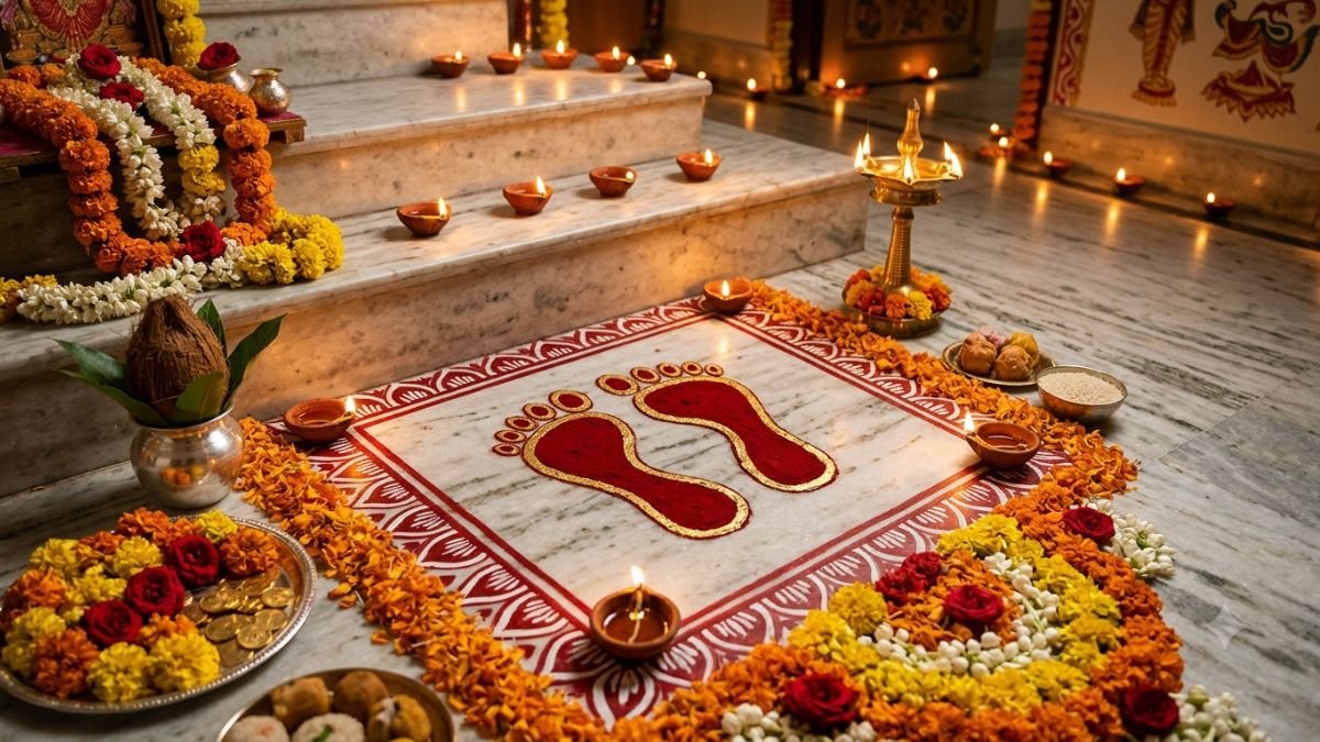 दिवाली पर मां लक्ष्मी के चरण चिह्न दिवाली पर मां लक्ष्मी के चरण चिह्न